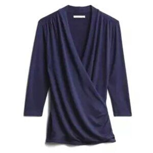 41 Hawthorn Henri Surplice Wrap Ruched Knit Top XS